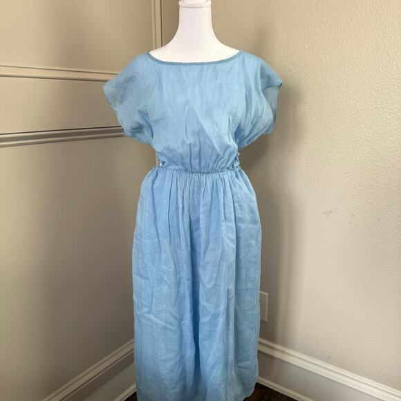 Rebecca Taylor Back Cutout Dress Azul Blue Size Small 100% ramie - Picture 3 of 8